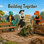 dinosaurs building things