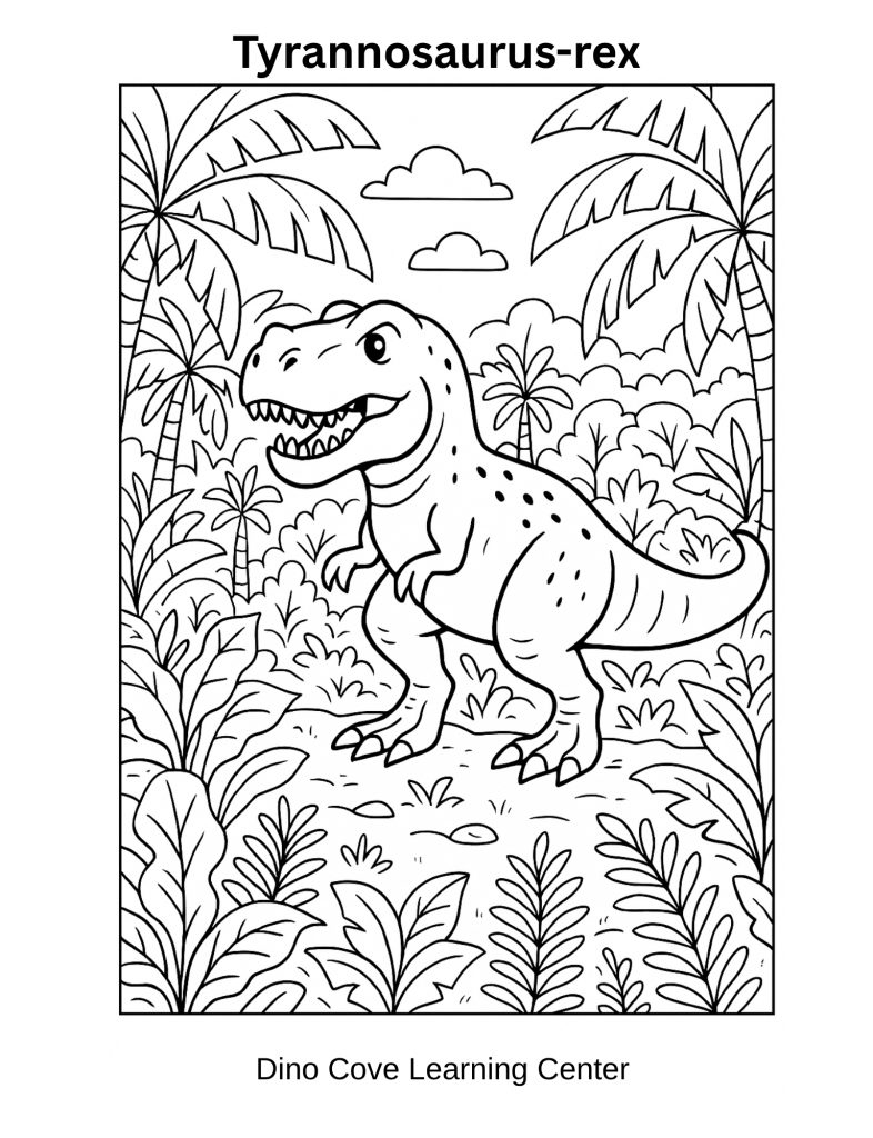 Tyrannosaurus-rex coloring book page