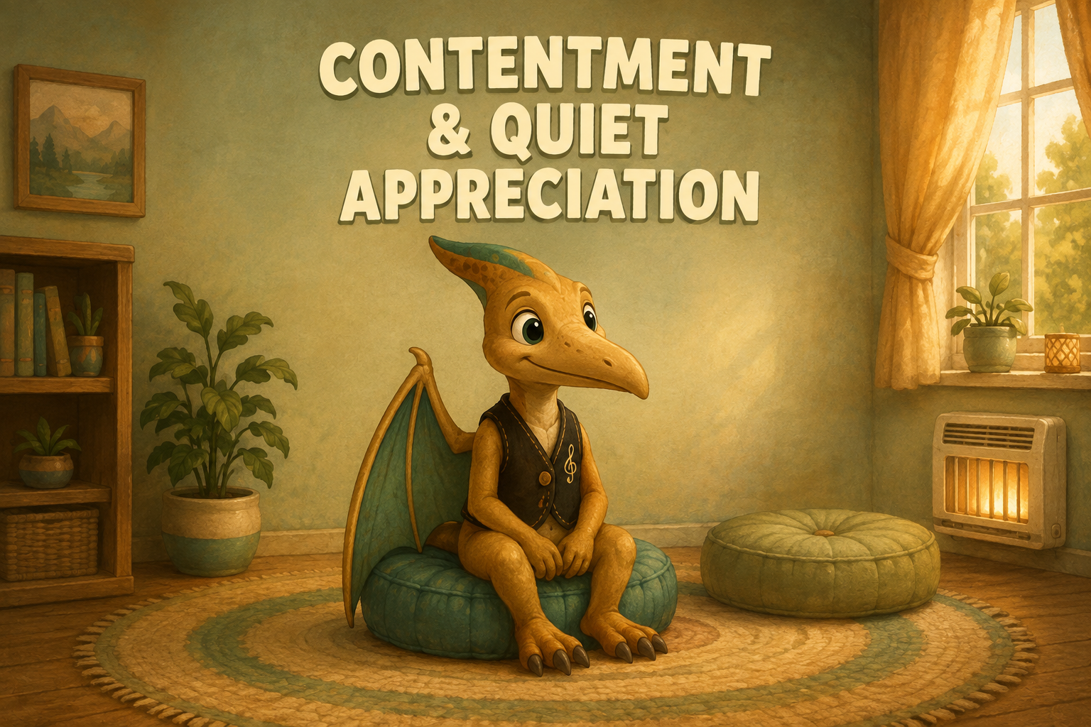 pterodactyl quietly meditating